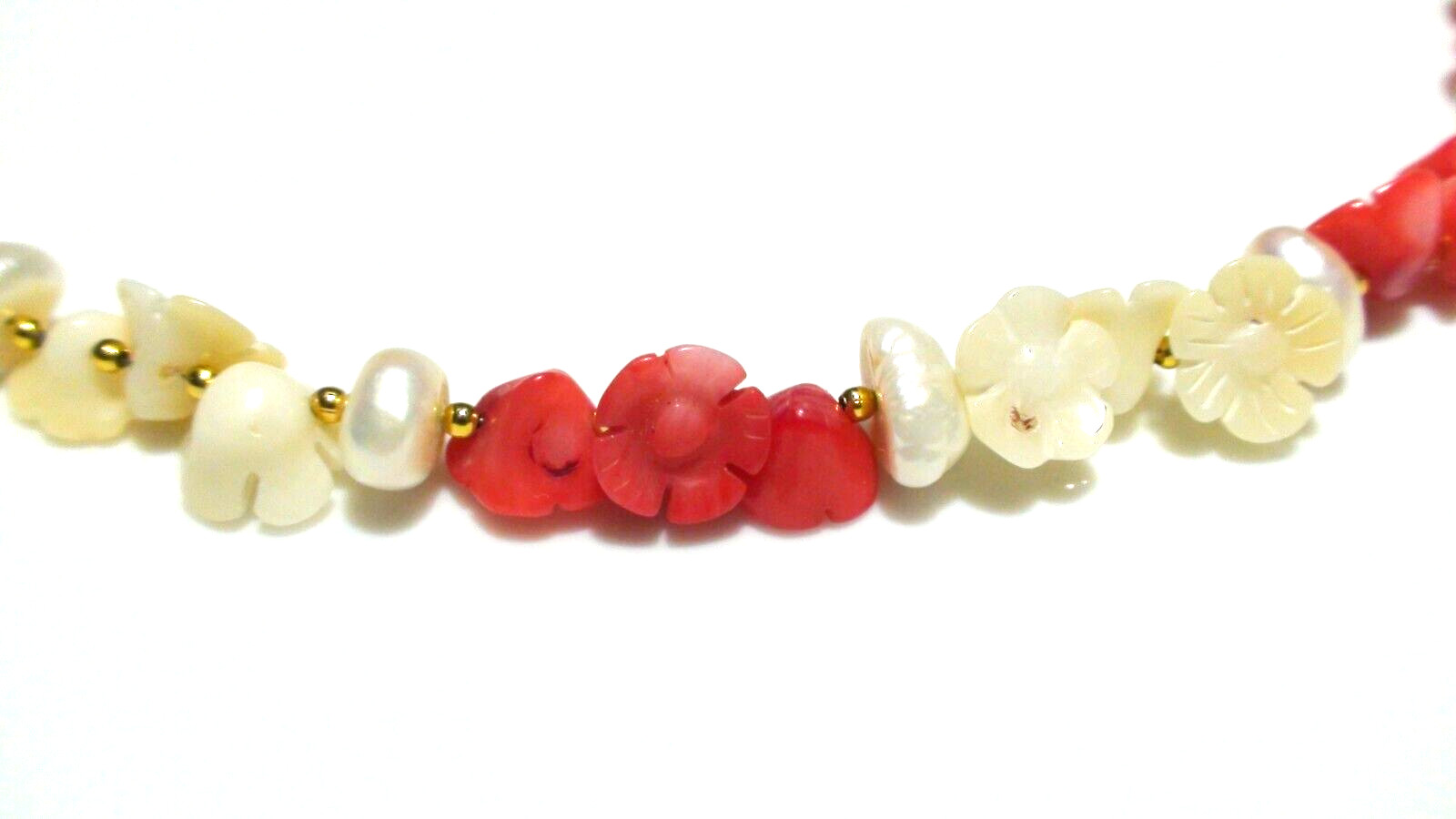 152.80ct 100% NATURAL SEA SALMON PINK,WHITE CORAL,PEARL 925 SSILVER CLASP NE-CE.