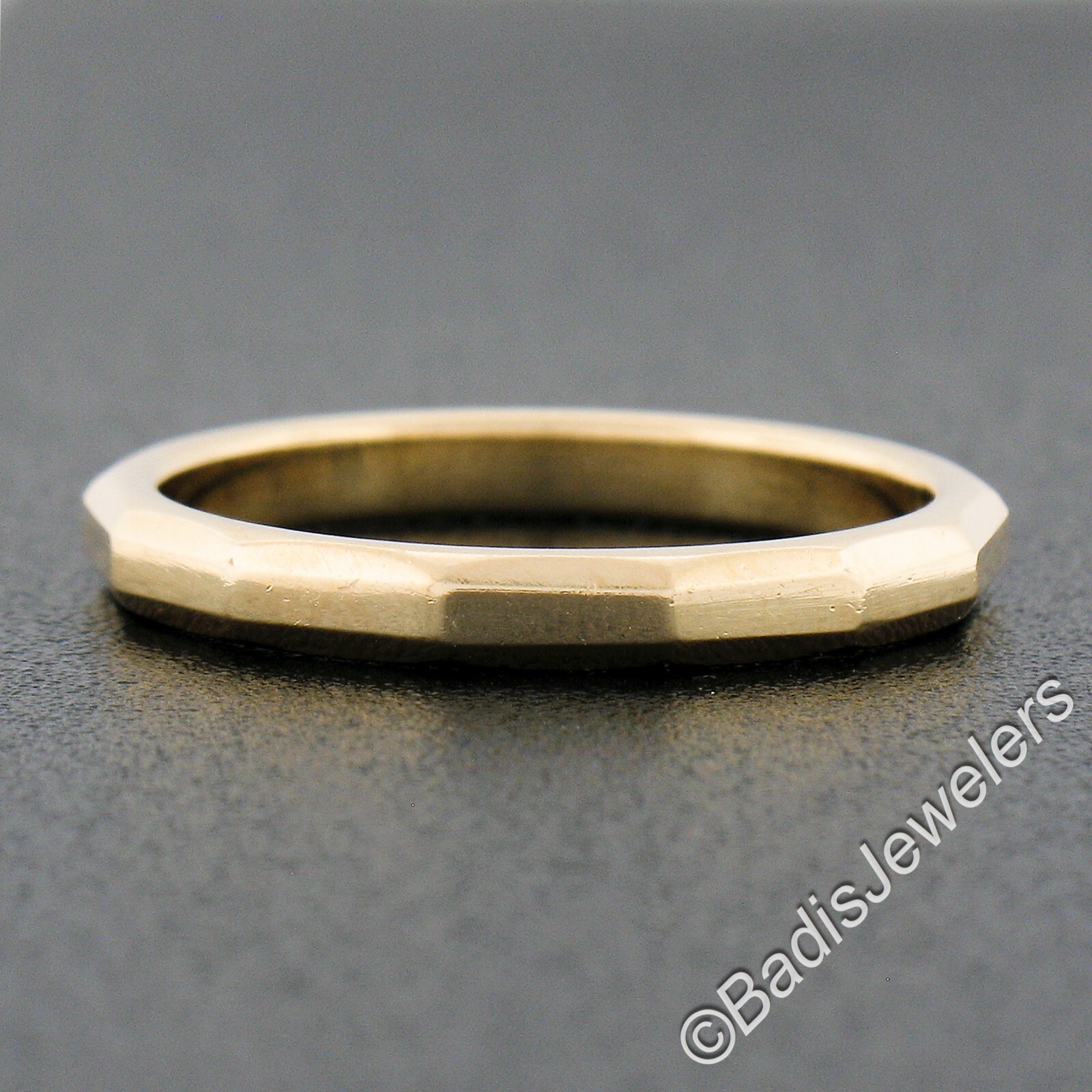 Antique 14k Yellow Gold 2.5mm Polished Faceted Eternity Stack Wedding Band Ring