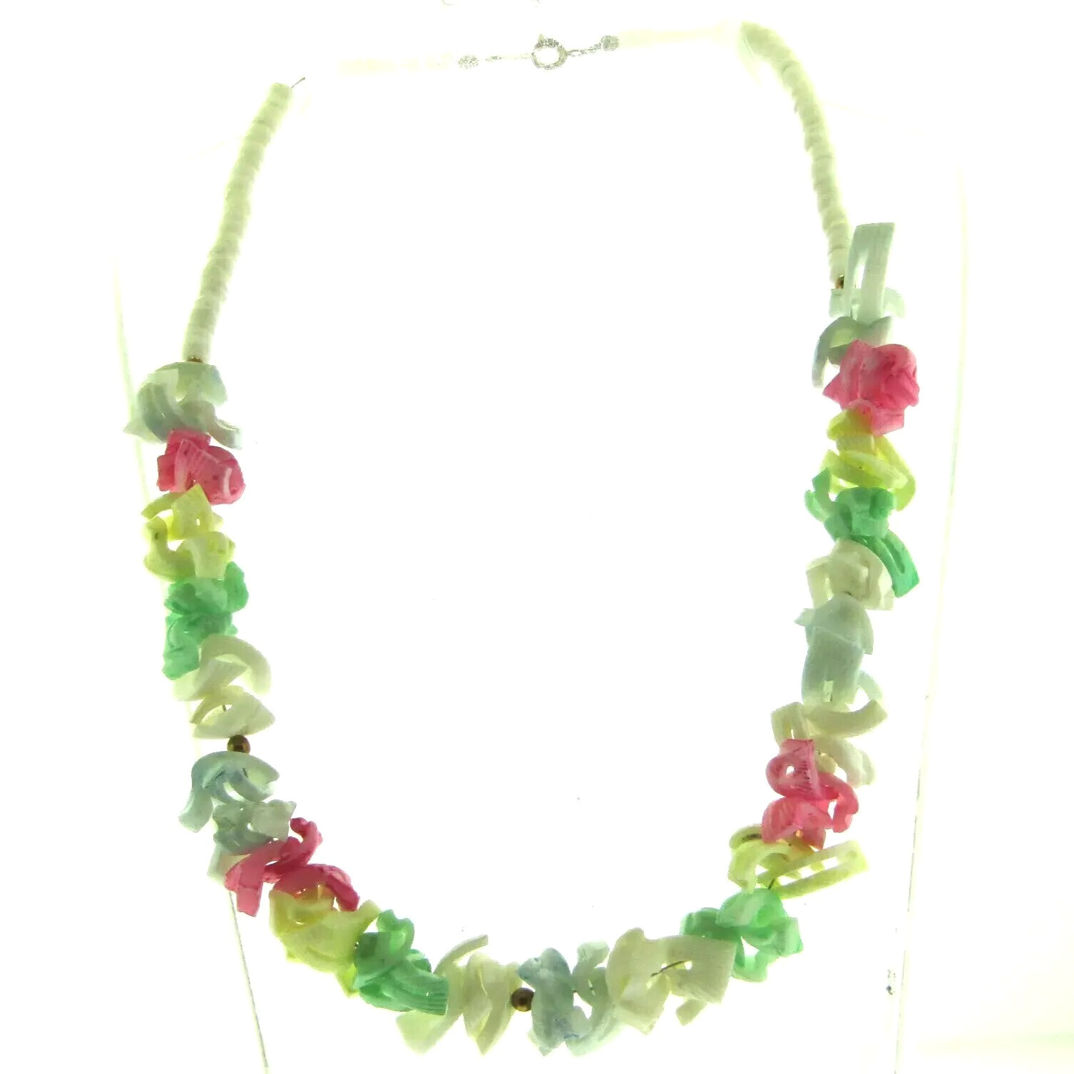 Puka Shell Necklace in Pink and Green 16.75 inch