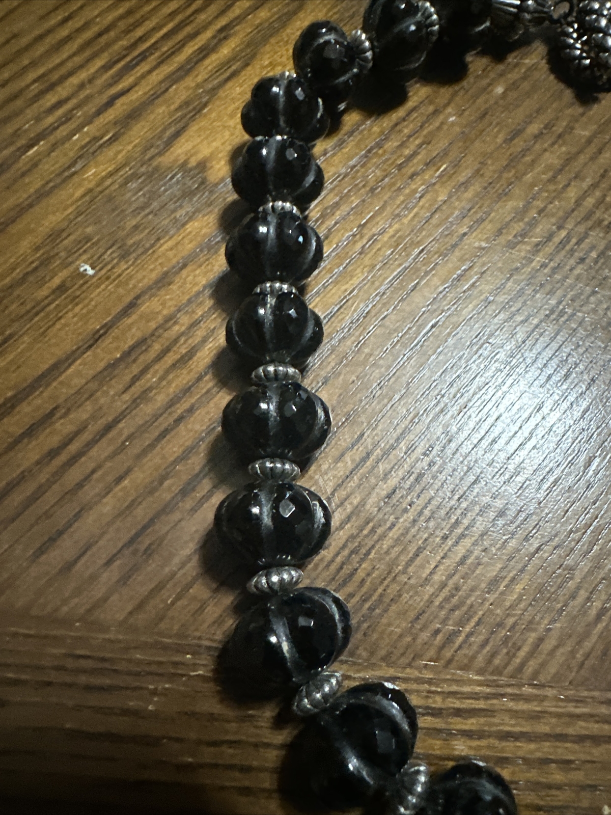 Vintage Dian Malouf Sterling Silver Stone Bead Statement Necklace 20”