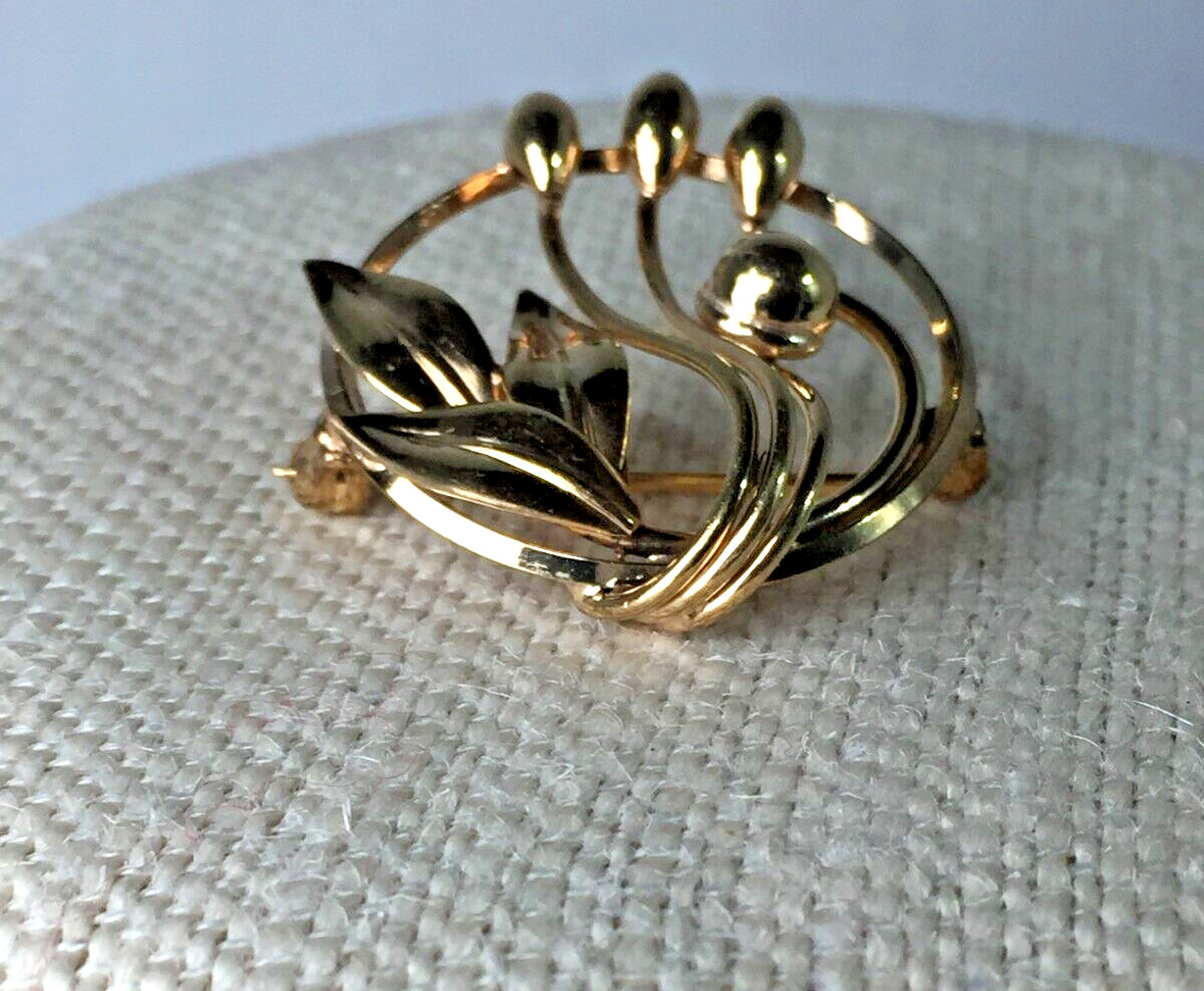 Lovely Vintage BB Binder Brothers 1/20 12K Gold Filled Flower Pin Brooch, 1 1/4″
