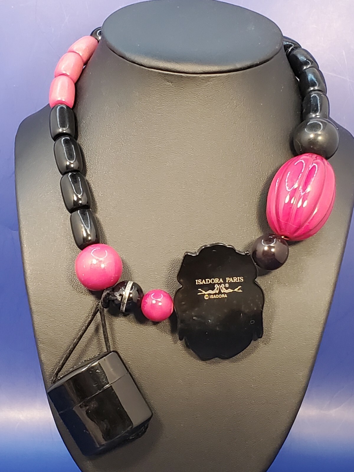 70’s Vintage Isadora Paris Galalith Necklace w/Perfume Charm Danielle Poullain 