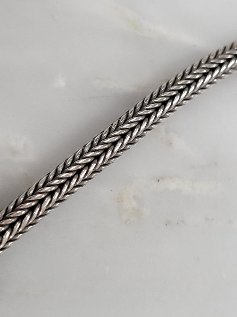Sterling Silver Slider Pendant Wheat / Spiga Chain Necklace 47.3g ~ 15-C897