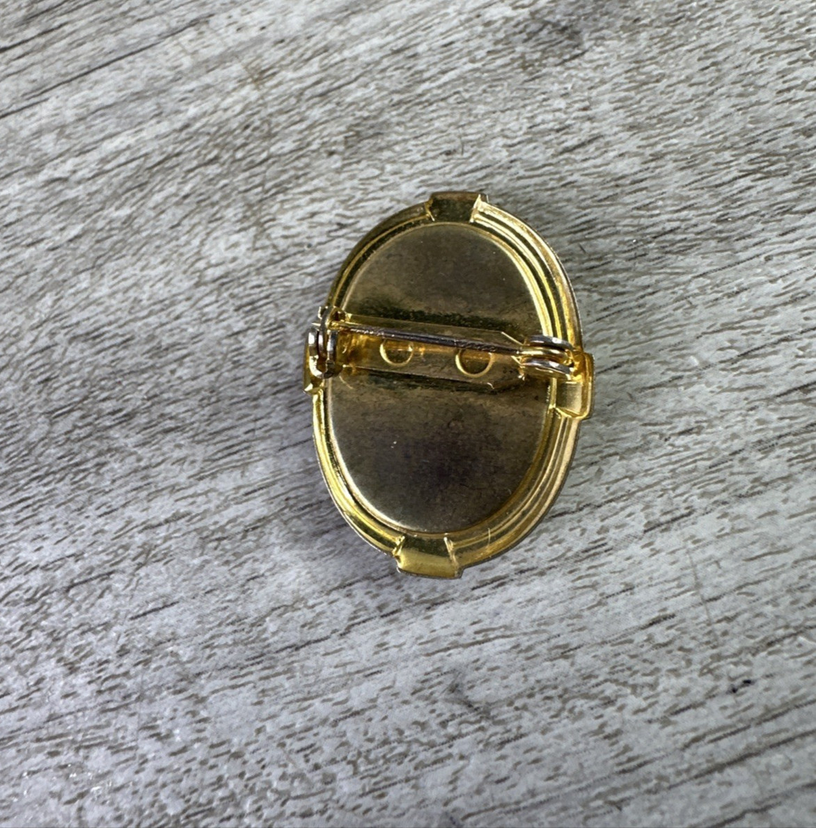 Unbranded Oval Agate Brooch Gold Tone Browns White
