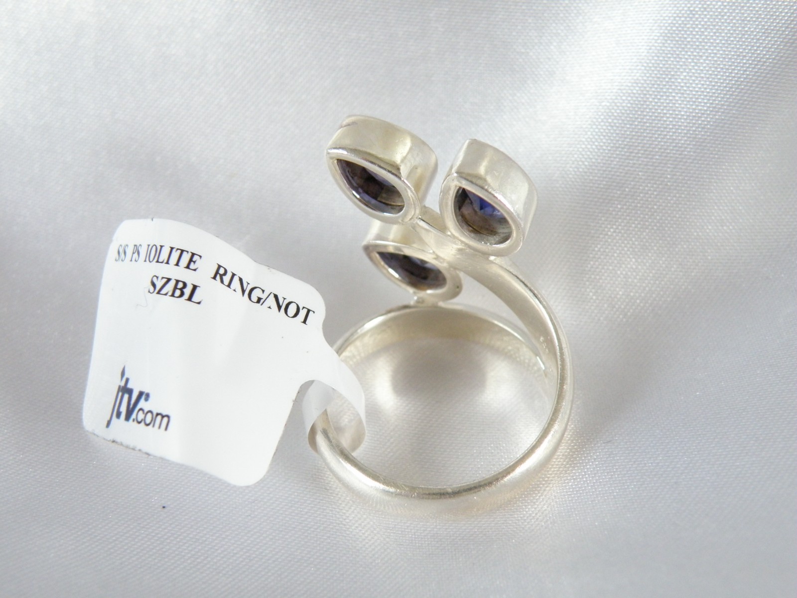 Chunky Sterling Silver 925 Bold Iolite Wrap Band Ring Size 8