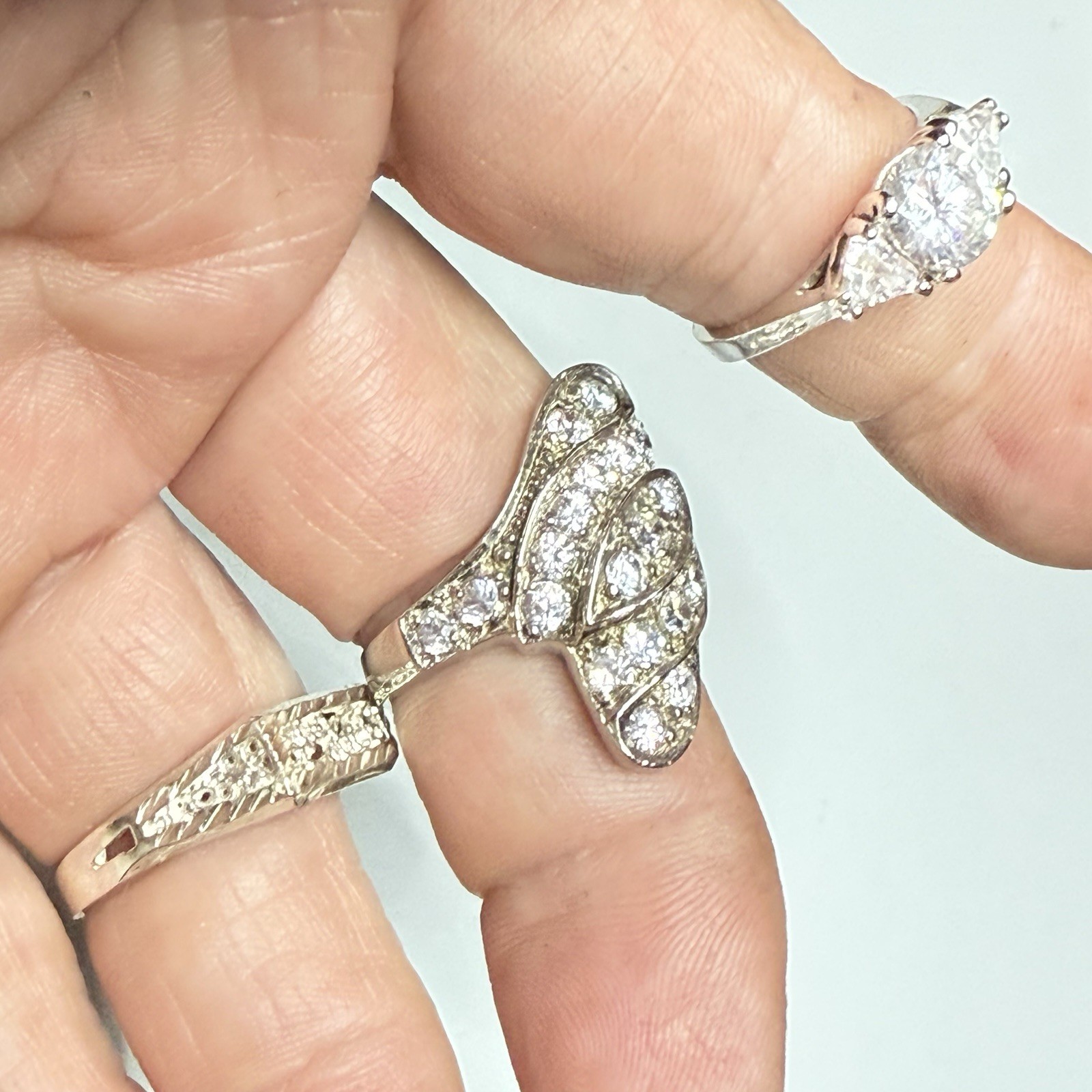 Sterling Silver filigree and diamond cut flat top Ring Size 7.75 vintage UNISEX