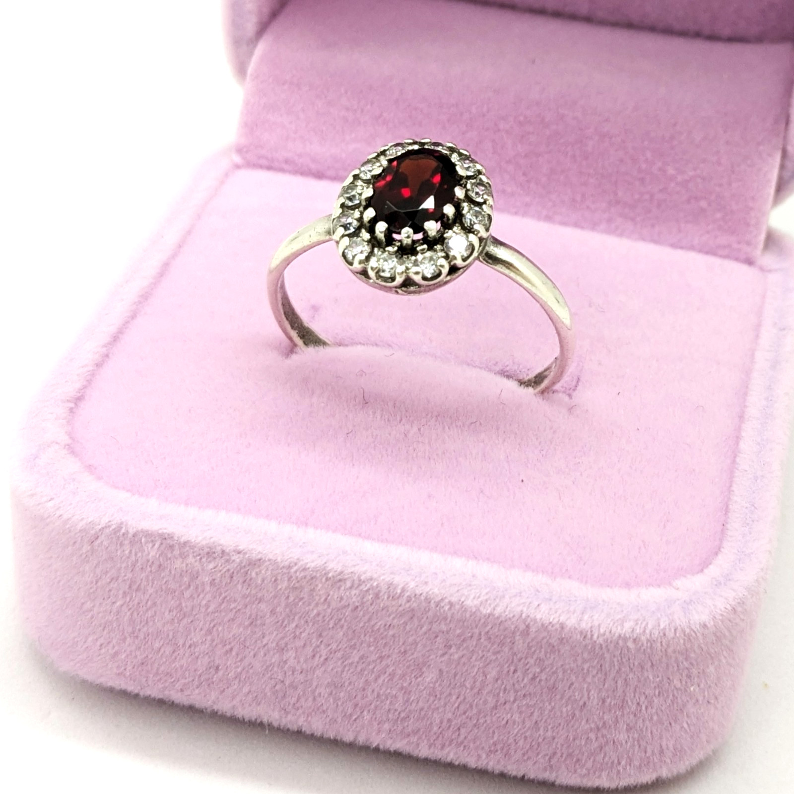 Vintage Luxury RING Silver 925 with Big Bright Garnet -size: 10US (17.5mm)| #71