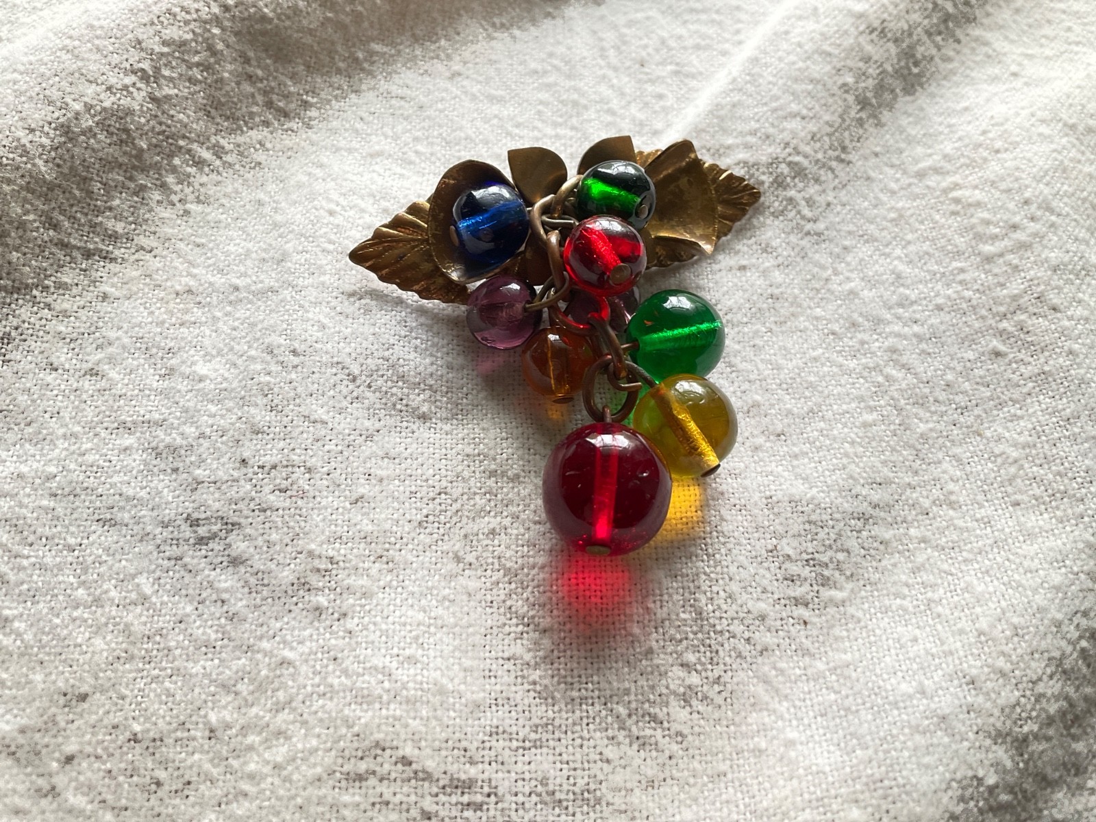 Fun vintage Czech Multicolor Grape Cascading Brooch Pin