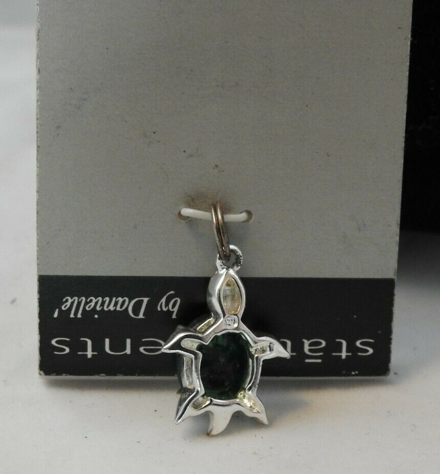 Vintage Statements by Danielle Sterling Silver w Green Stone Turtle charm