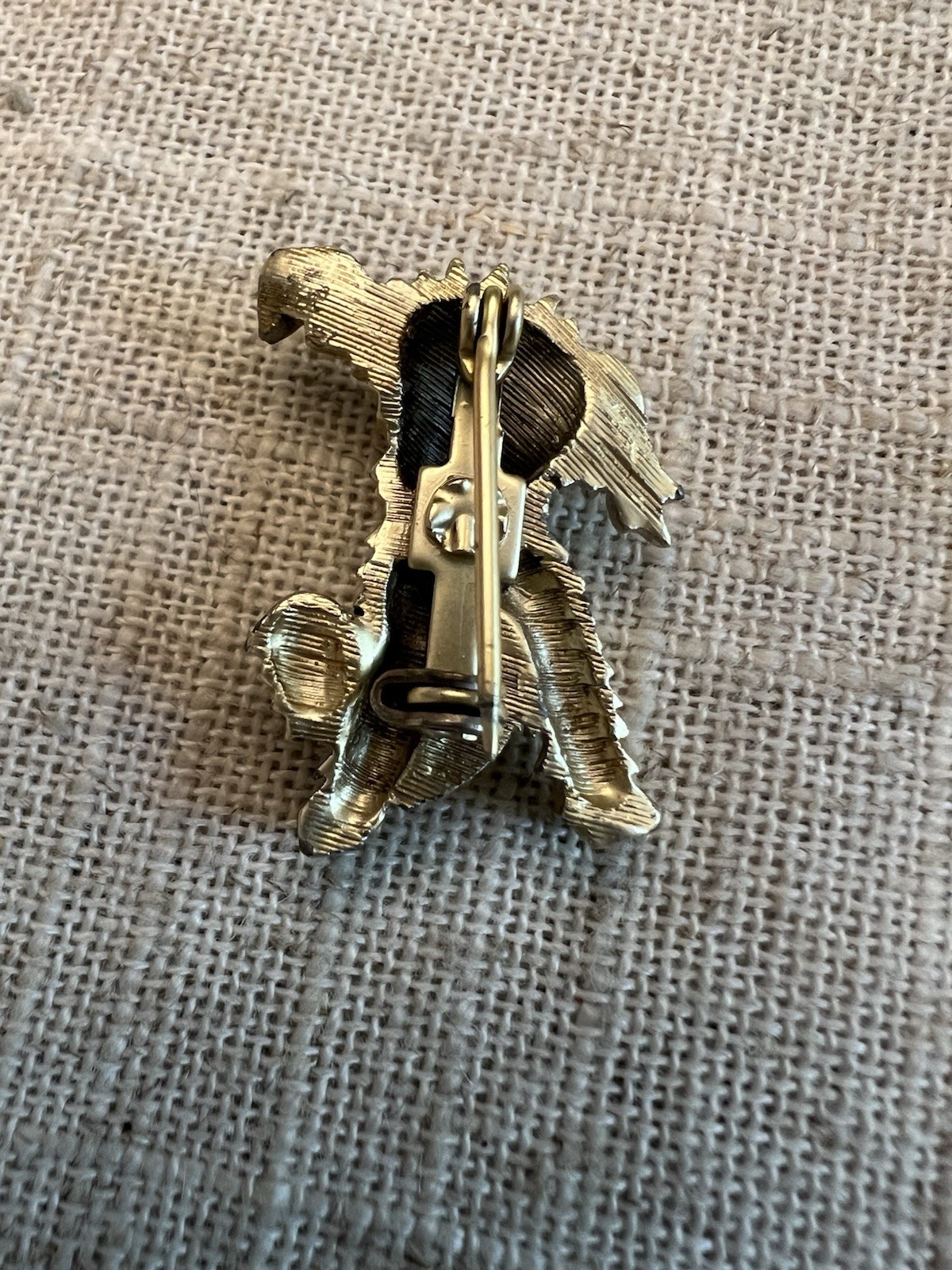 Adorable Gold Doggie Brooch About 1 Inch Black Bead Eyes Dog Puppy Shizu Yorkie