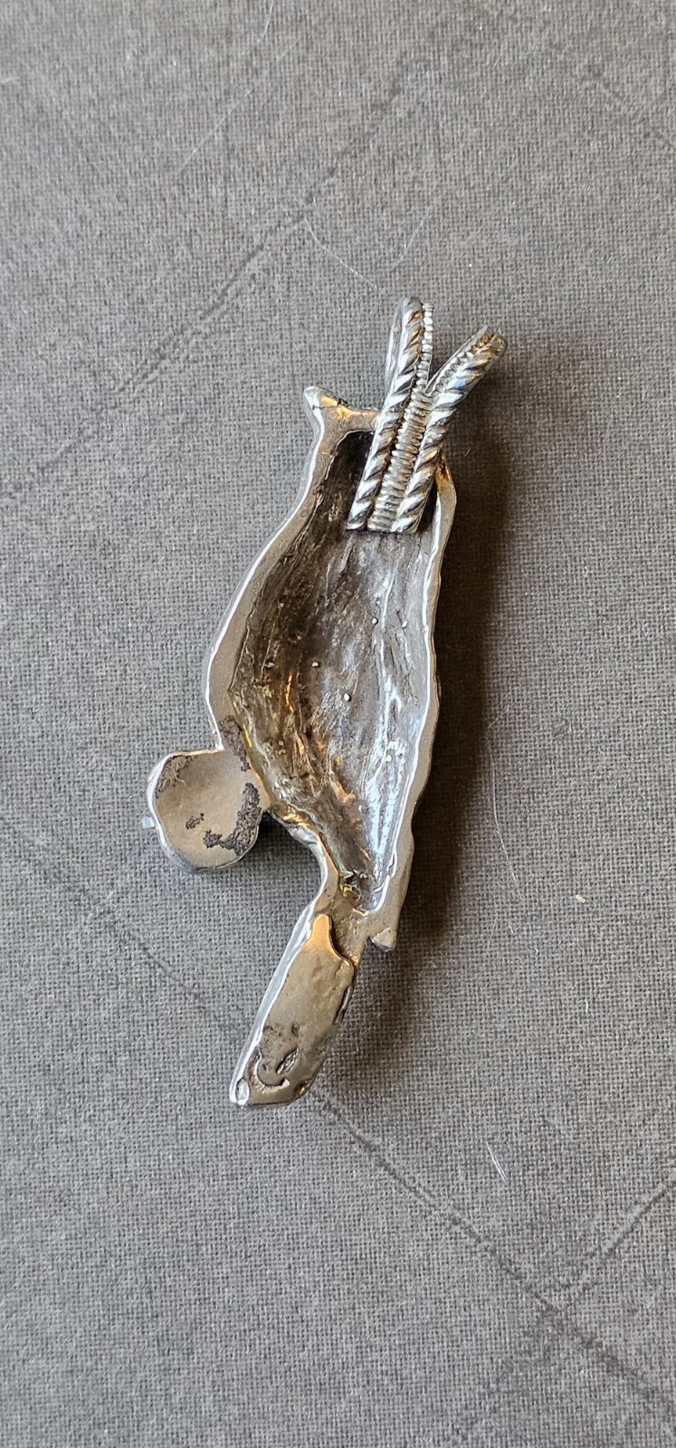 Handmade Silver-tone Bird Pendant With Green Stone Unknown Untested READ