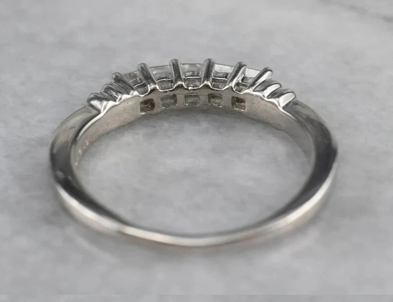 1 CTW White Princess Cut Simulated Diamond Wedding Gift Band Ring In 925 Silver