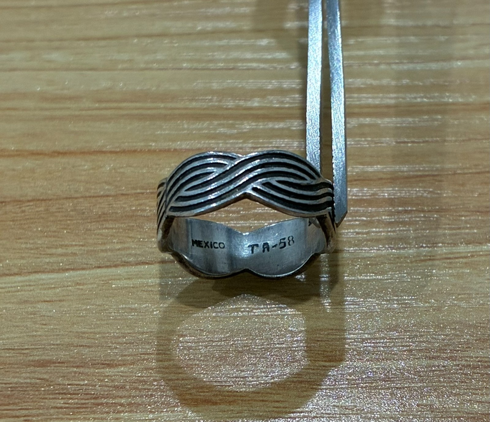 Vintage Taxco Mexico 925 Sterling Silver Wave Braid Band Ring TA-58 5.27g