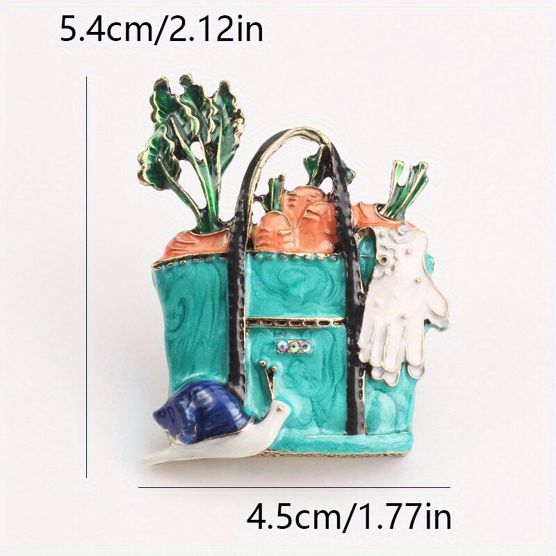 Retro Creative Rustic Carrot Vegetable Basket Snail Brooch Women Jewelry Gift