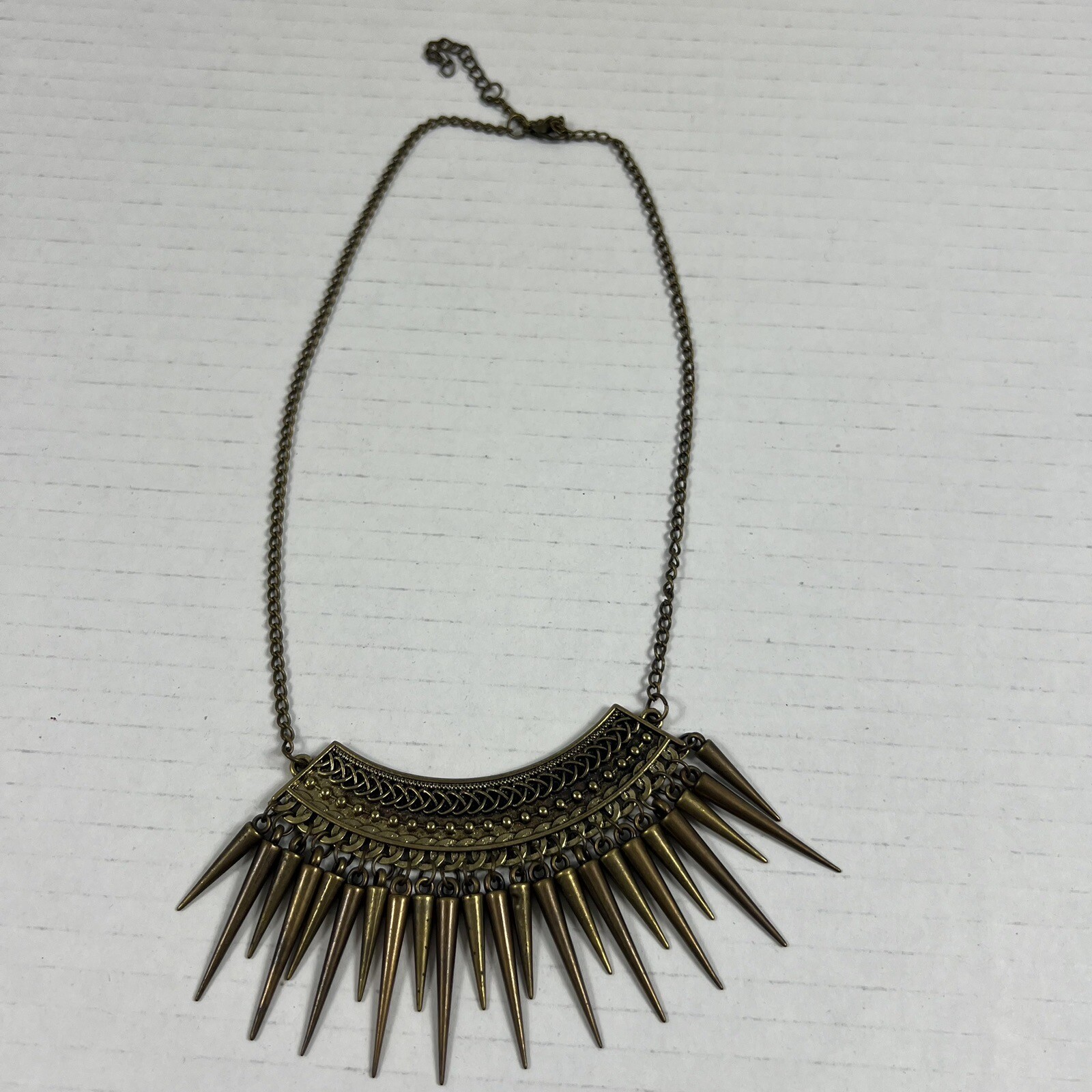 Bronze Tone Fringe Bib Necklace adjustable