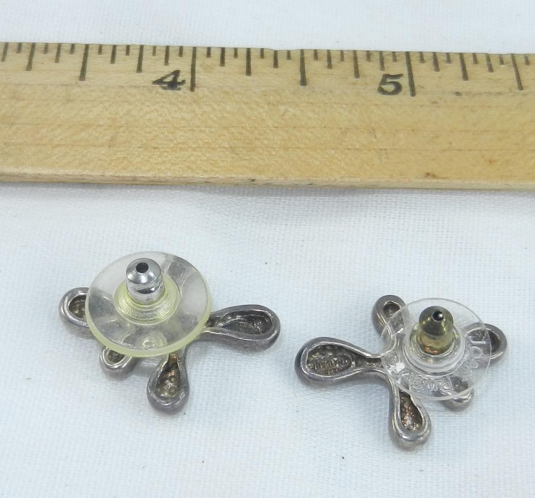 ANGELA CUMMINGS AC STUDIO 925 Sterling Silver Vintage SPLASH Earrings !