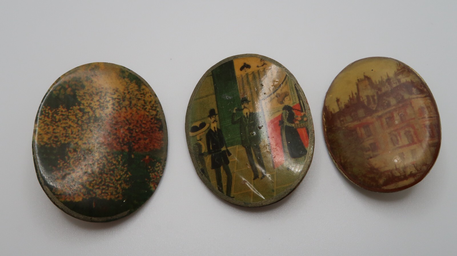Vintage Brass England English Landscape Cityscape Pins 3.9cm BB13