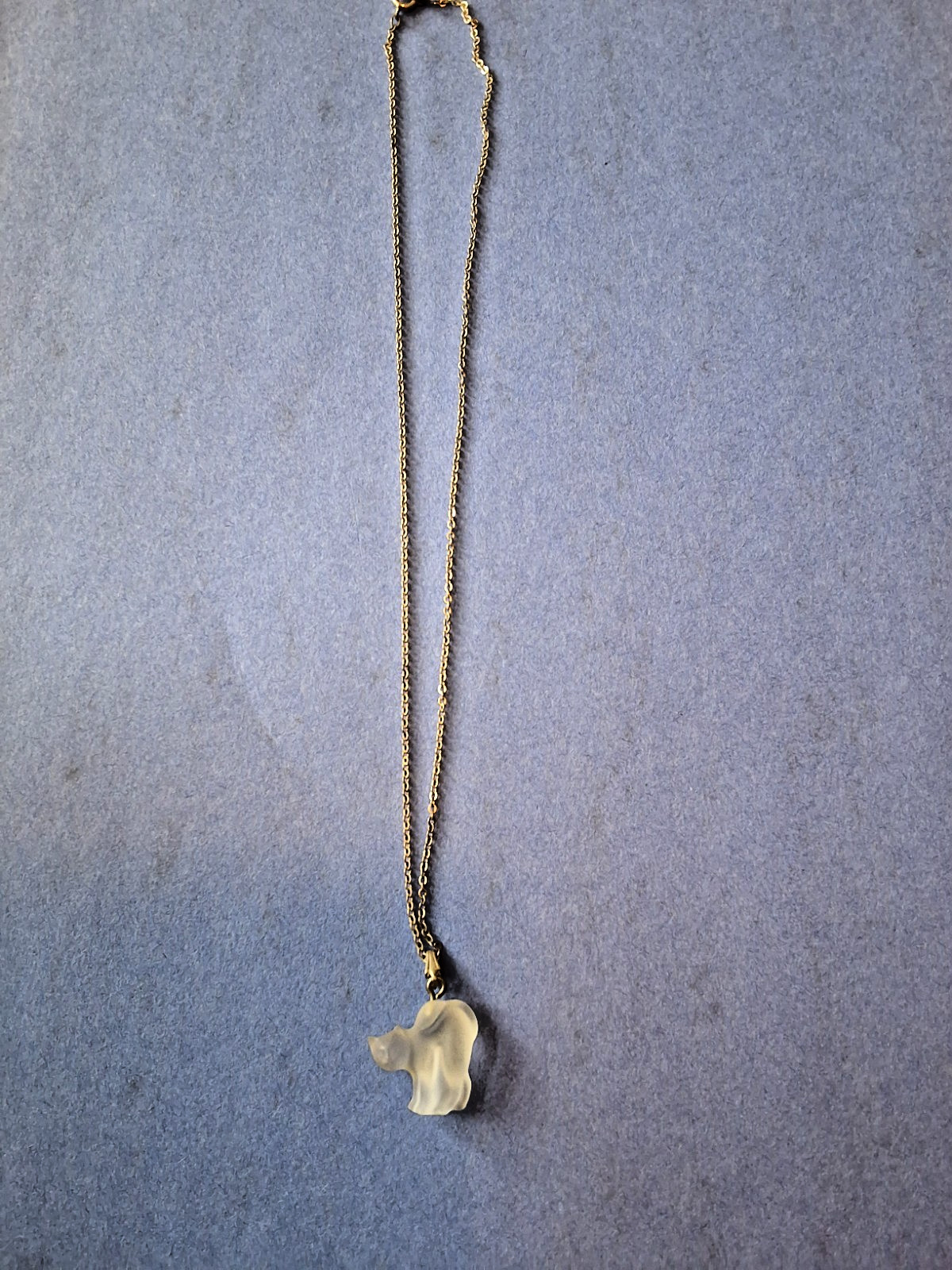 Vintage Frosted Glass Cat Pendant Necklace
