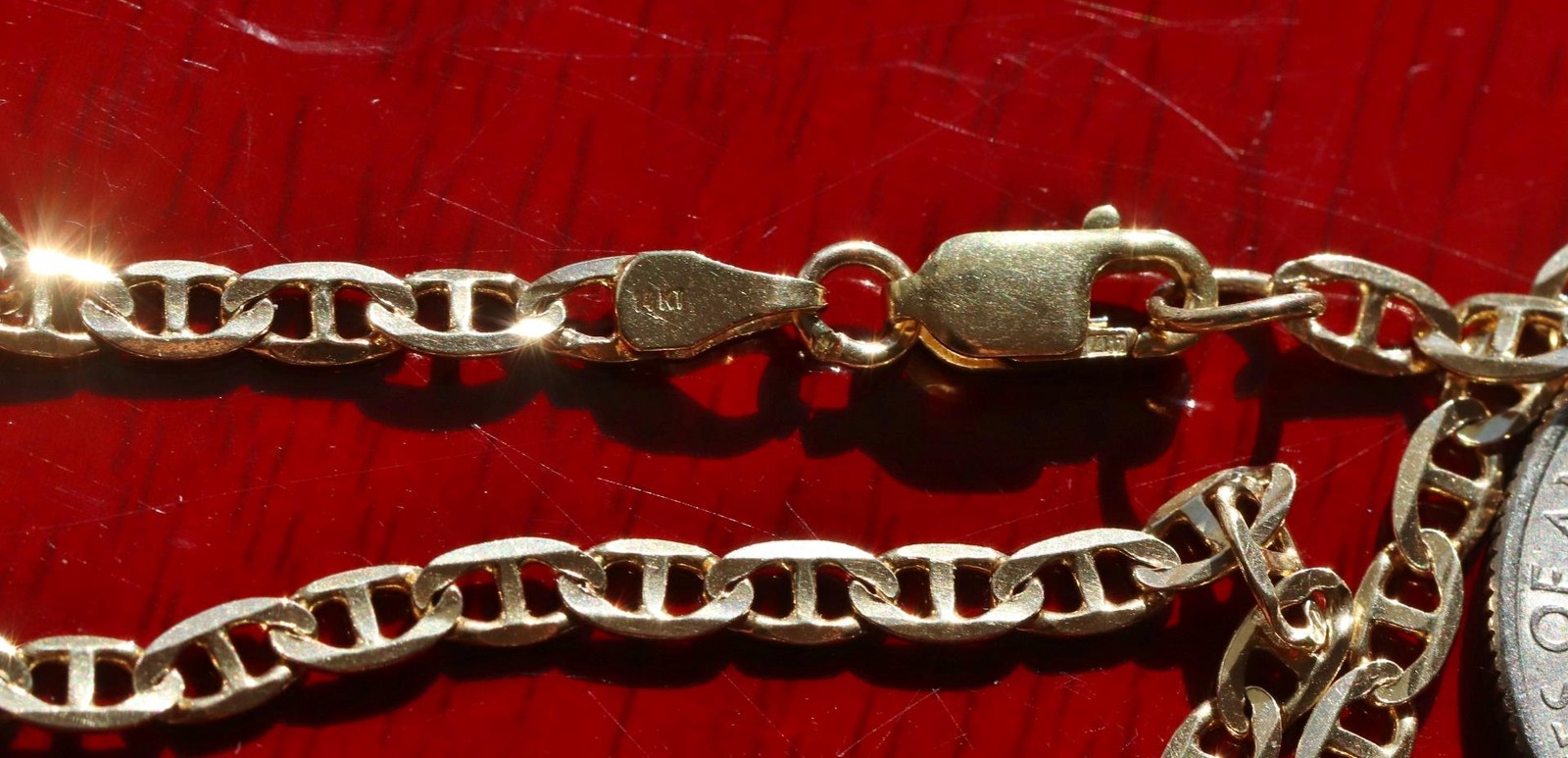 14k yellow gold necklace 19.5″ anchor / mariner link chain vintage 7.67gr N3502