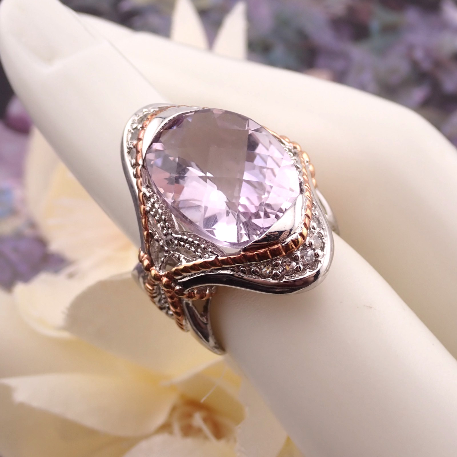 VTG Michael Valitutti NH Purple Cushion Cut Amethyst Sterling Silver Size 5 Ring
