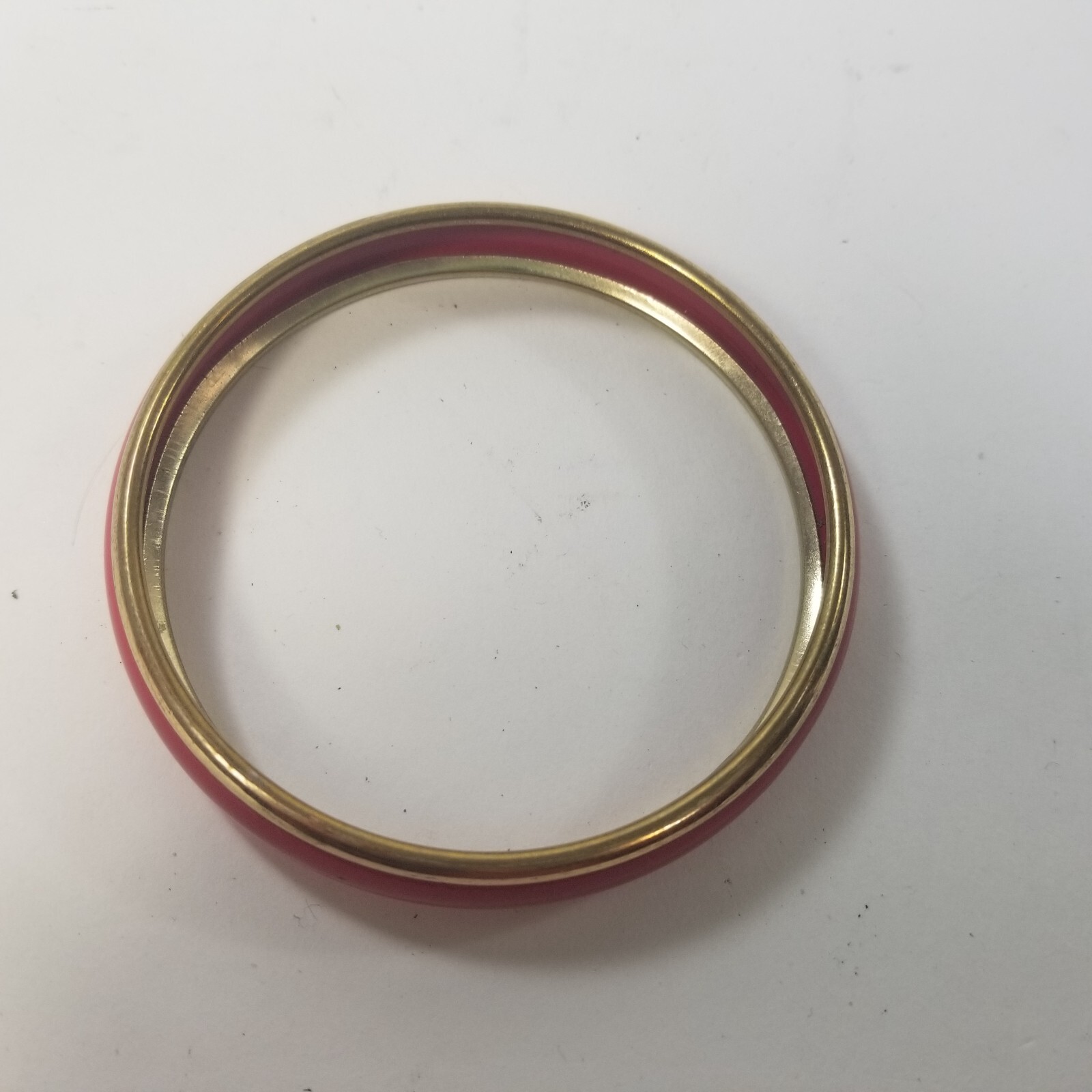 Pink Enamel Gold Tone Bangle Bracelet