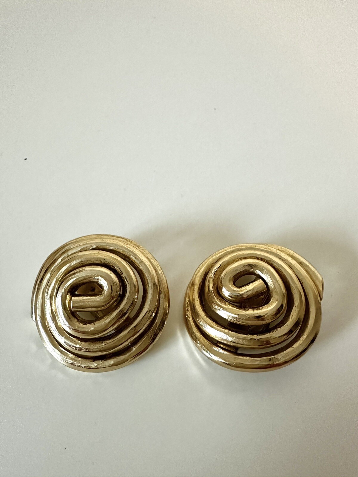 Vintage Gold Coil Orena Paris Large Statement Spiral Clip Modernist Earrings 80s