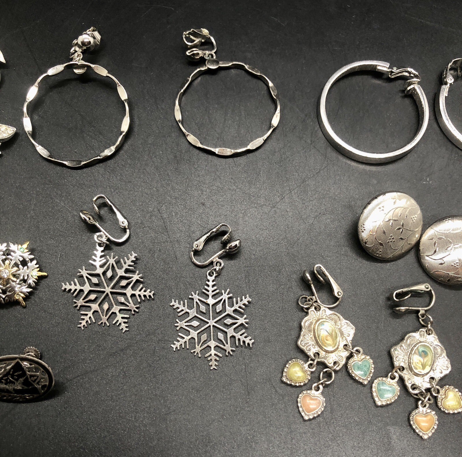 Large Lot Vintage Silvertone Earring Sets Delta Monet LH Segal Avon Unbranded B2