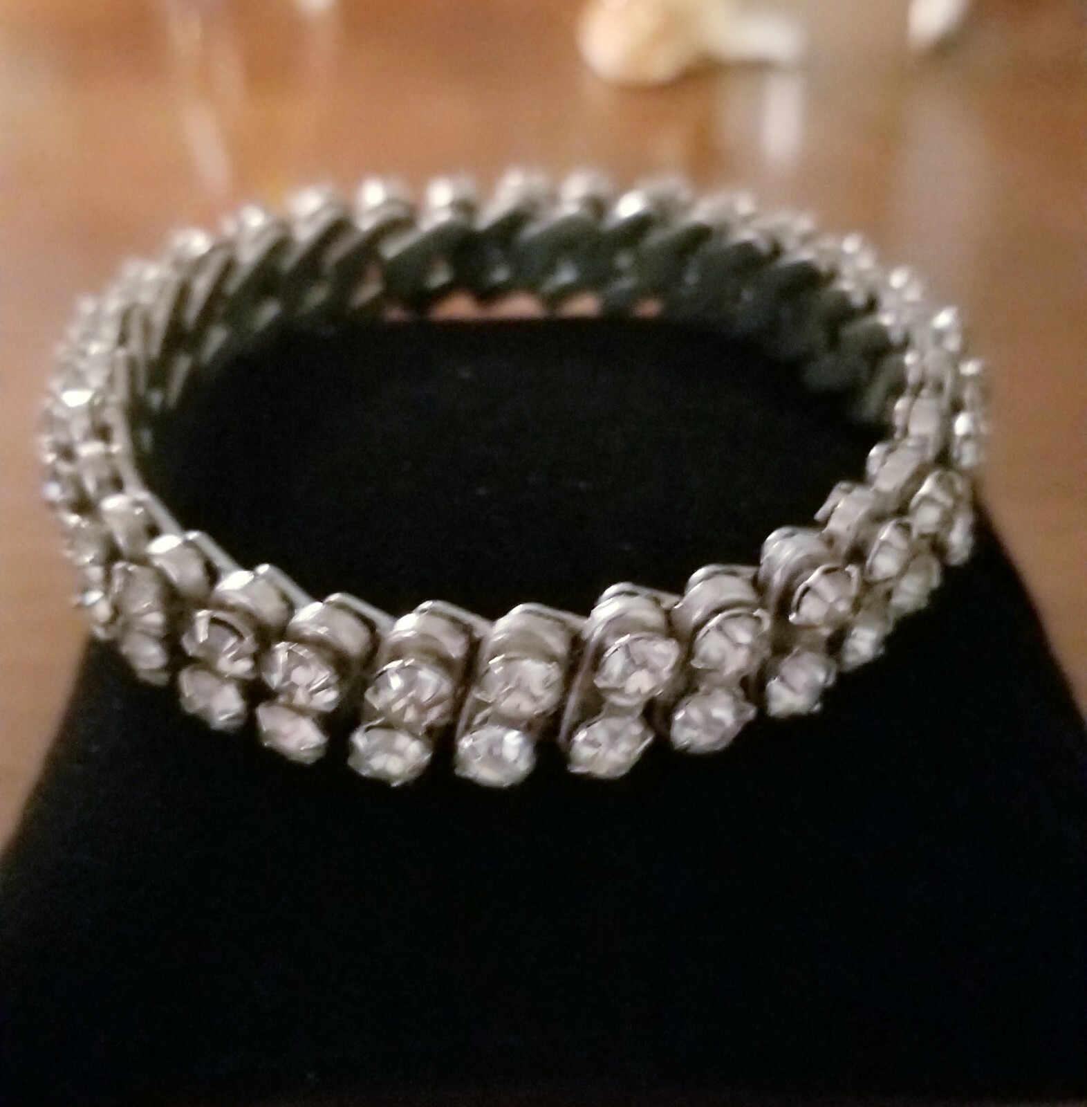 VTG 1950s Stretchy Rhinestone Bracelet Expanding Retro Glamour Jewelry