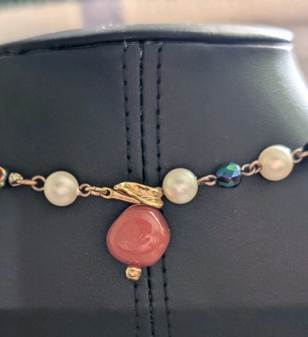 Vintage Carnelian & Pearl Glass Bead Necklace – Schiaparelli Auction Estate