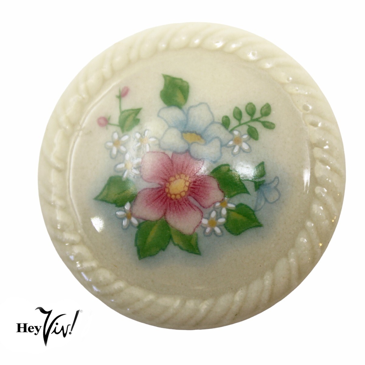 Vintage Avon Round Floral Ivory Ceramic Pin Brooch 1 1/2″ Across – Hey Viv