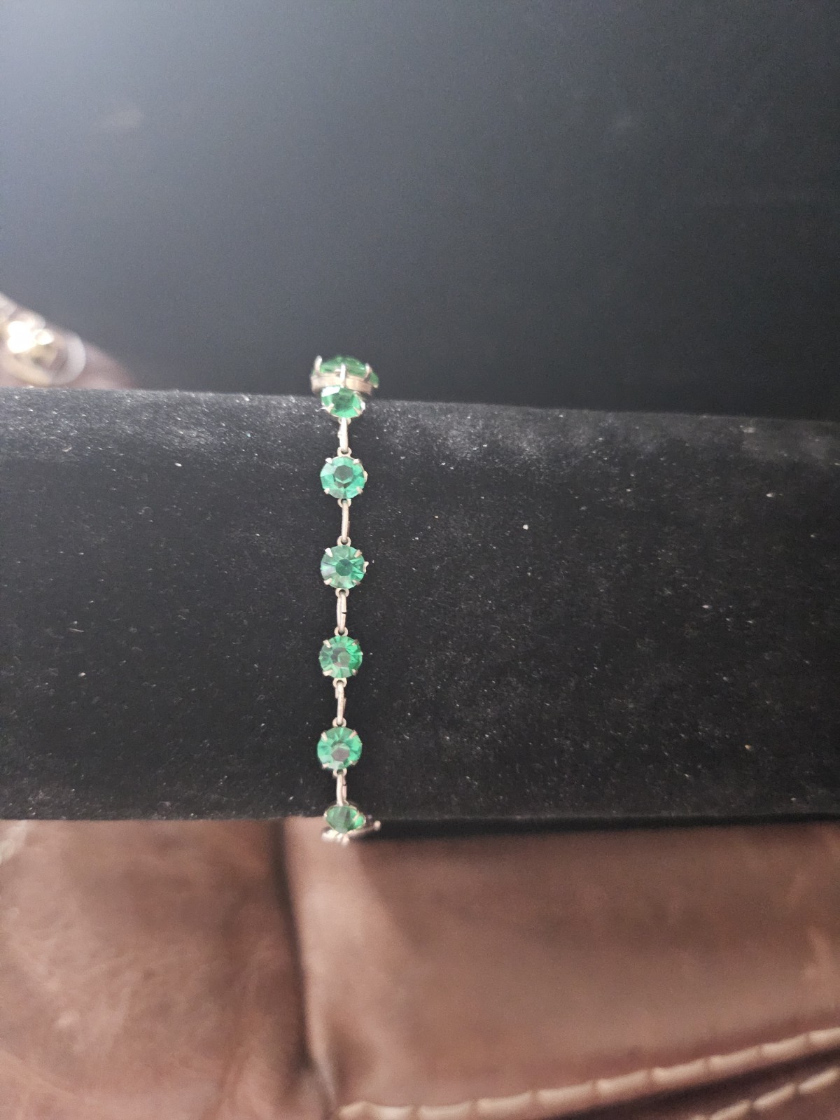 Vintage Green Peridot Silver Tone Bracelet Small 6 Inches