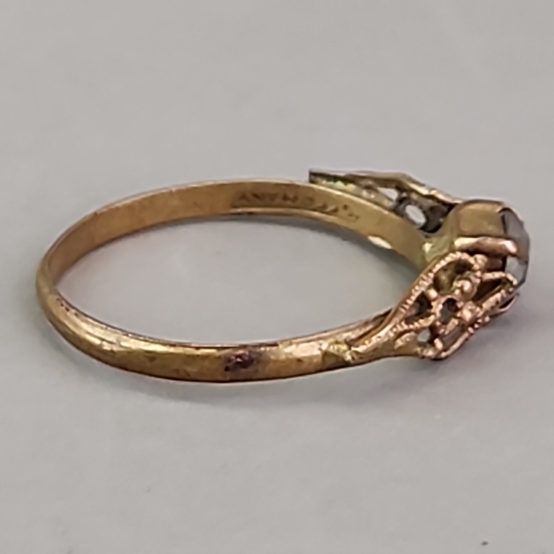 Antique Paste Stone Ring Victorian Germany Gold Filled 7.25