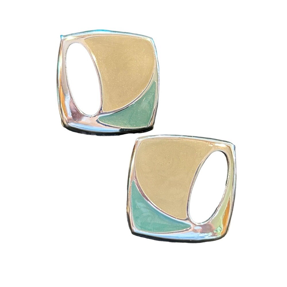 Lot of 3 Vintage 80’s Plastic Enamel Metal Pierced Earrings