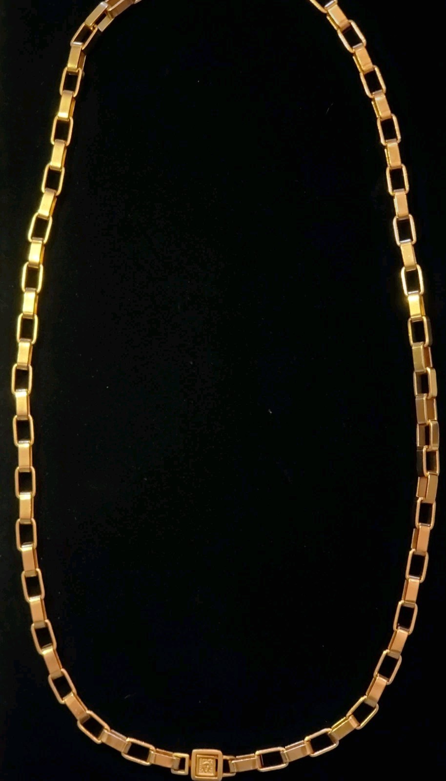ANNE KLEIN Vtg Necklace, Gold Plated, Rectangular Links, Logo Toggle Closure