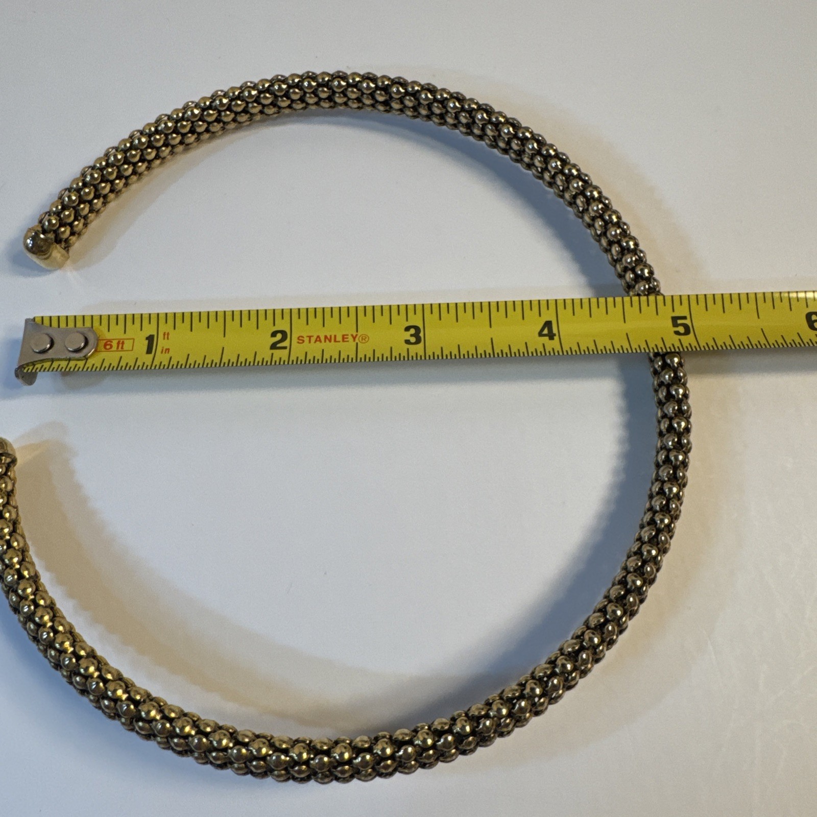 Bohemian 1980s Unsigned Goldtone Popcorn Style Flexible Necklace