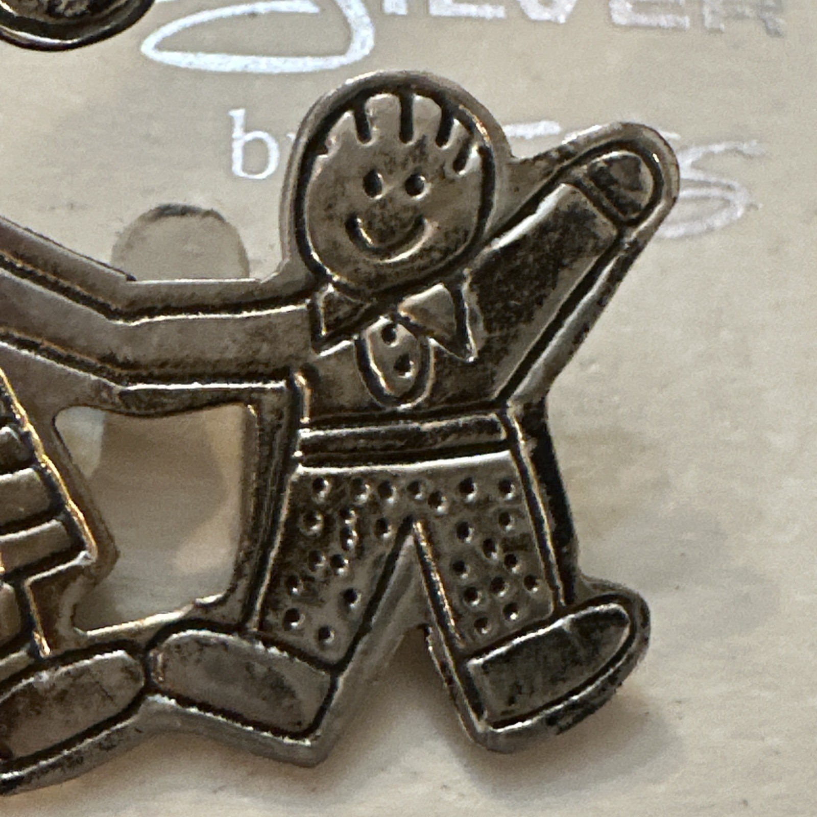 VINTAGE MEXICO STERLING SLVER 925 BOYS & GIRL SAVE THE WORLD BROOCH PIN