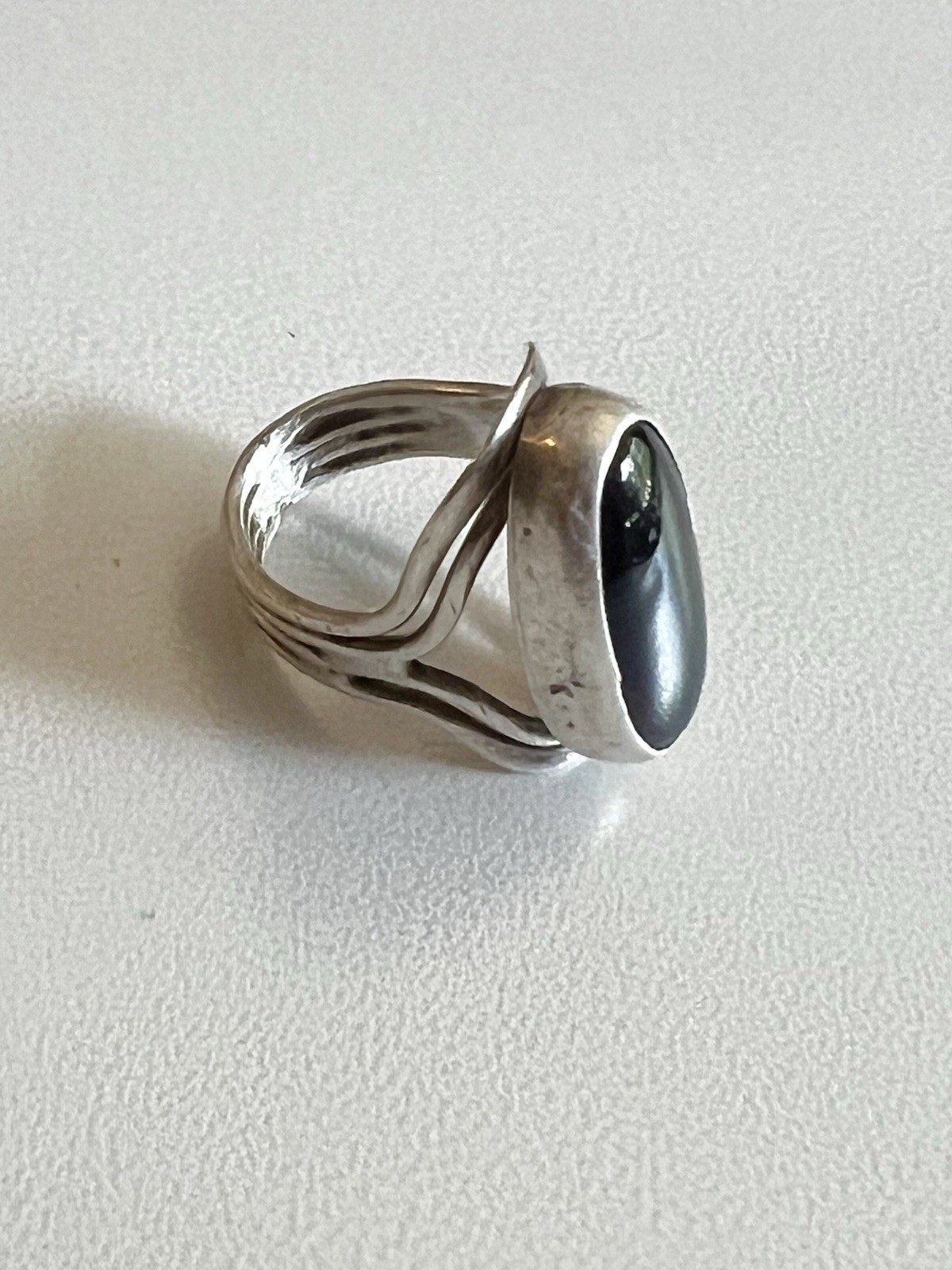 Vintage 90s Sterling Silver .925 Ring Oval Onyx Stone Size 7