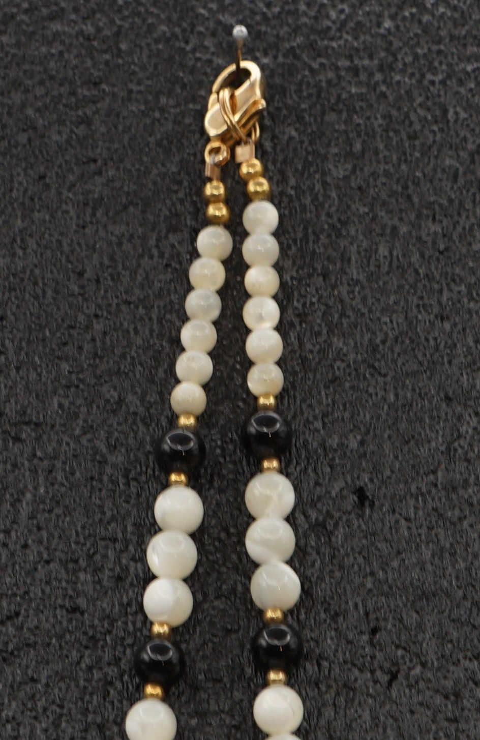 Vintage Lee Sands Safari Zebra Inlay Necklace Mother of Pearl Abalone