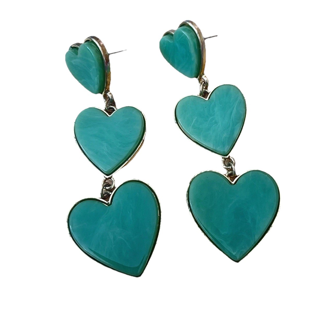Sugarfix by BaubleBar Heart Drop Earrings Women Green Enamel Gold Tone Dangle