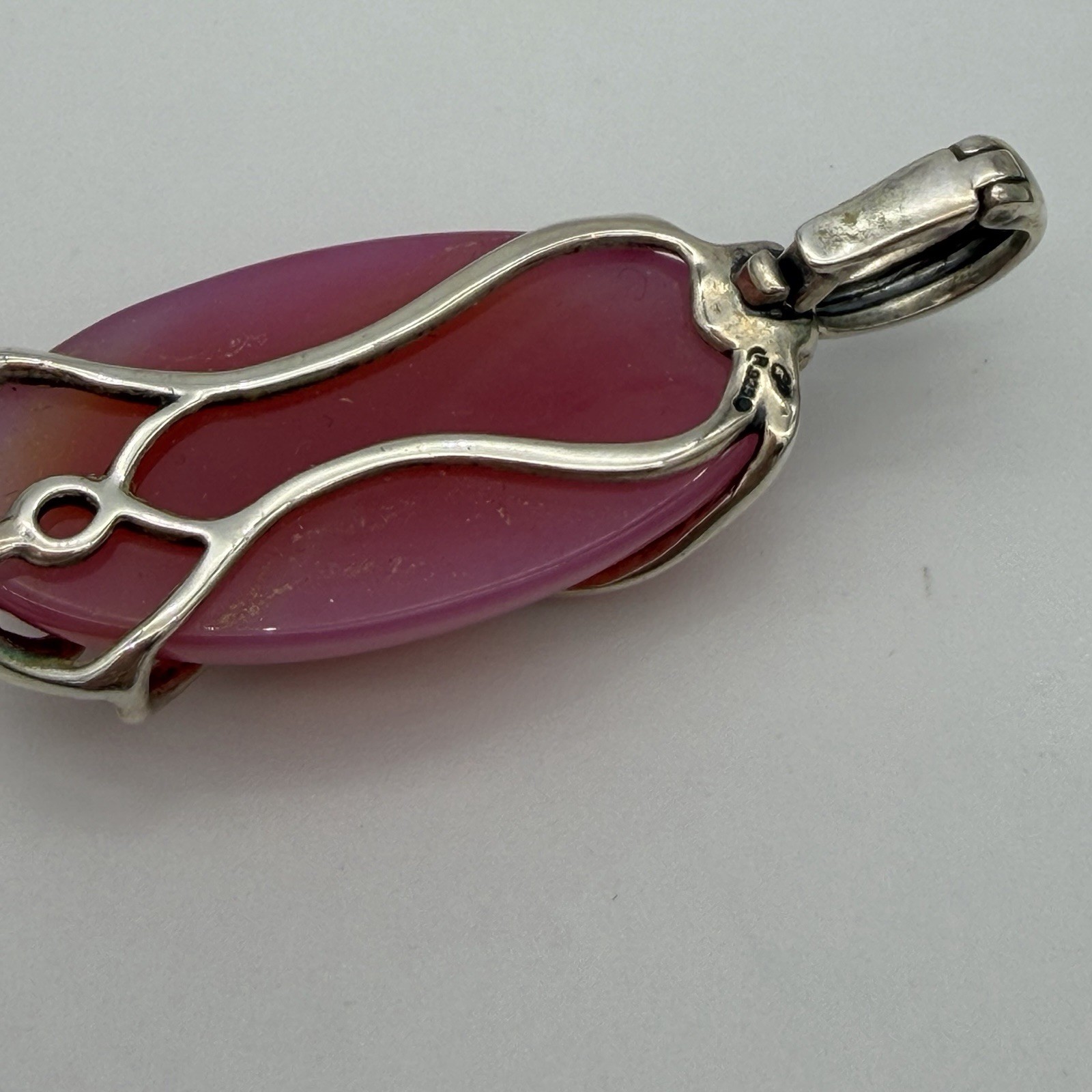 Carolyn Pollack Sterling Silver Pink Chalcedony Enhancer Pendant Modernist QVC