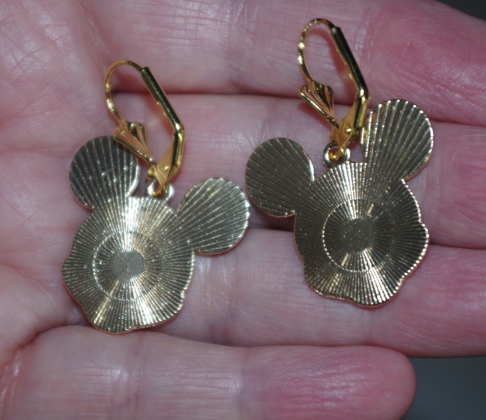 Old Stock Micky Mouse Leverback Earrings 14k Gold Filled