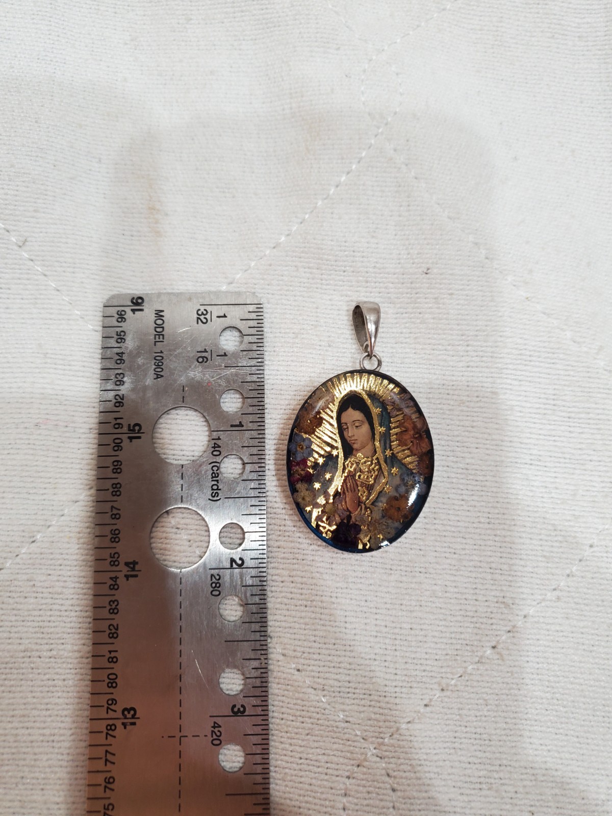 Vintage Mexico Our Lady Of Guadalupe Pendant 925 Sterling Silver ATI