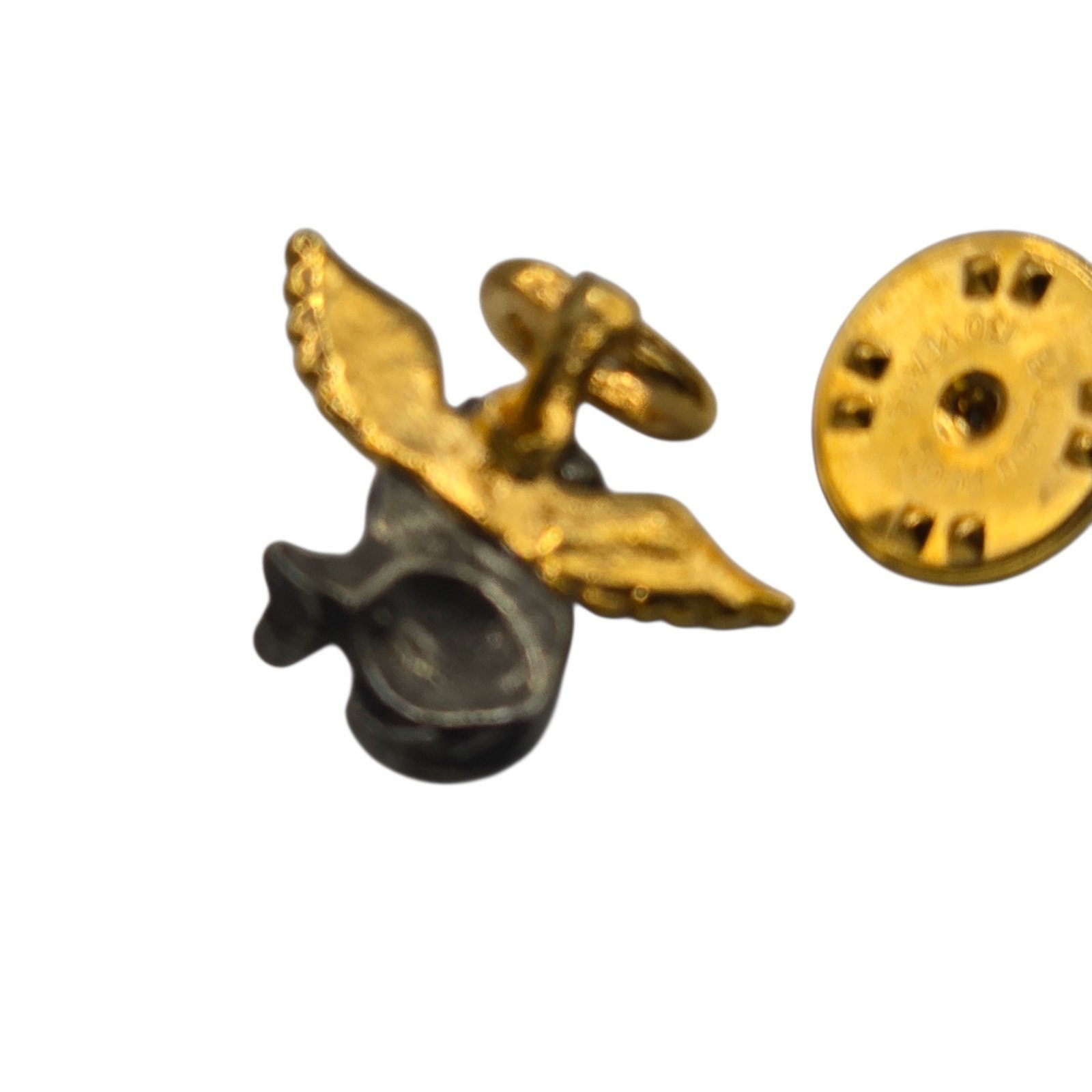 Angel Cat Pin Lapel Vintage Gold Wings Halo Kitty Pewter Minimalist SKU 3107