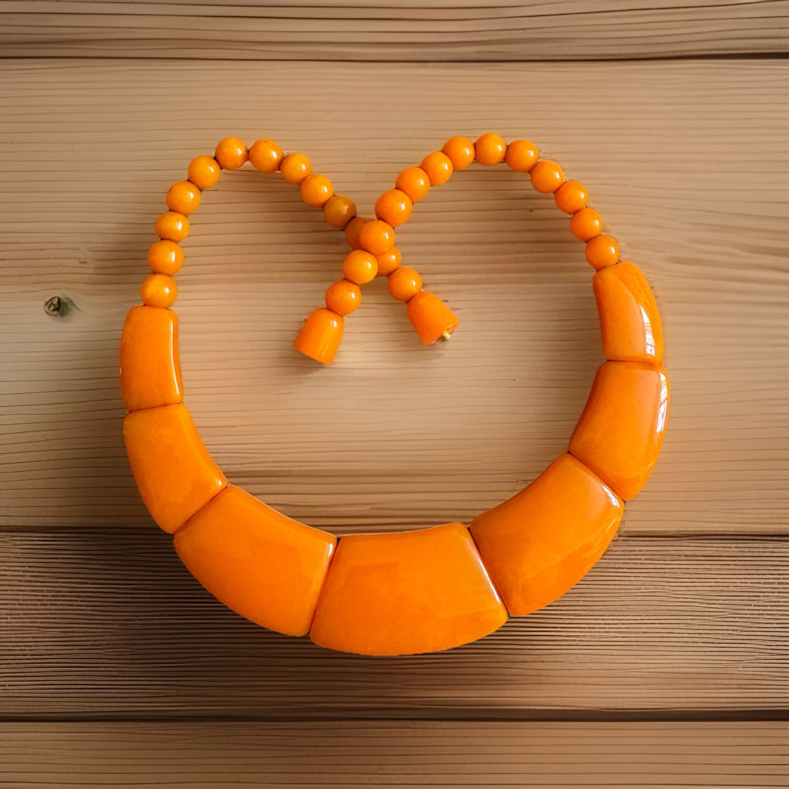 Vintage Style Unique Design Amber Resin beads Necklace from Nepal for sale