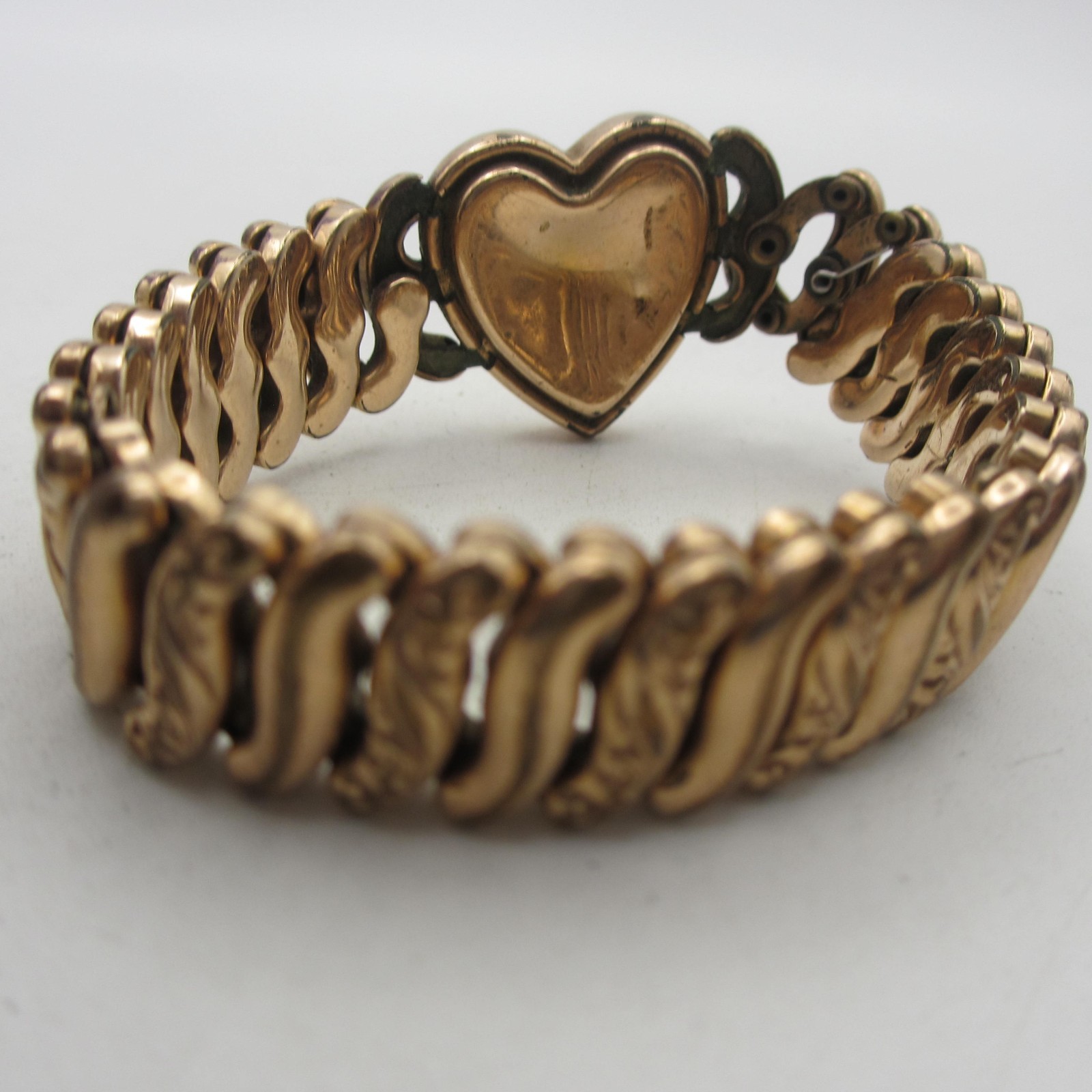 Pitman Keeler American Queen Expansion Bracelet WWII Era Sweetheart Etched Heart