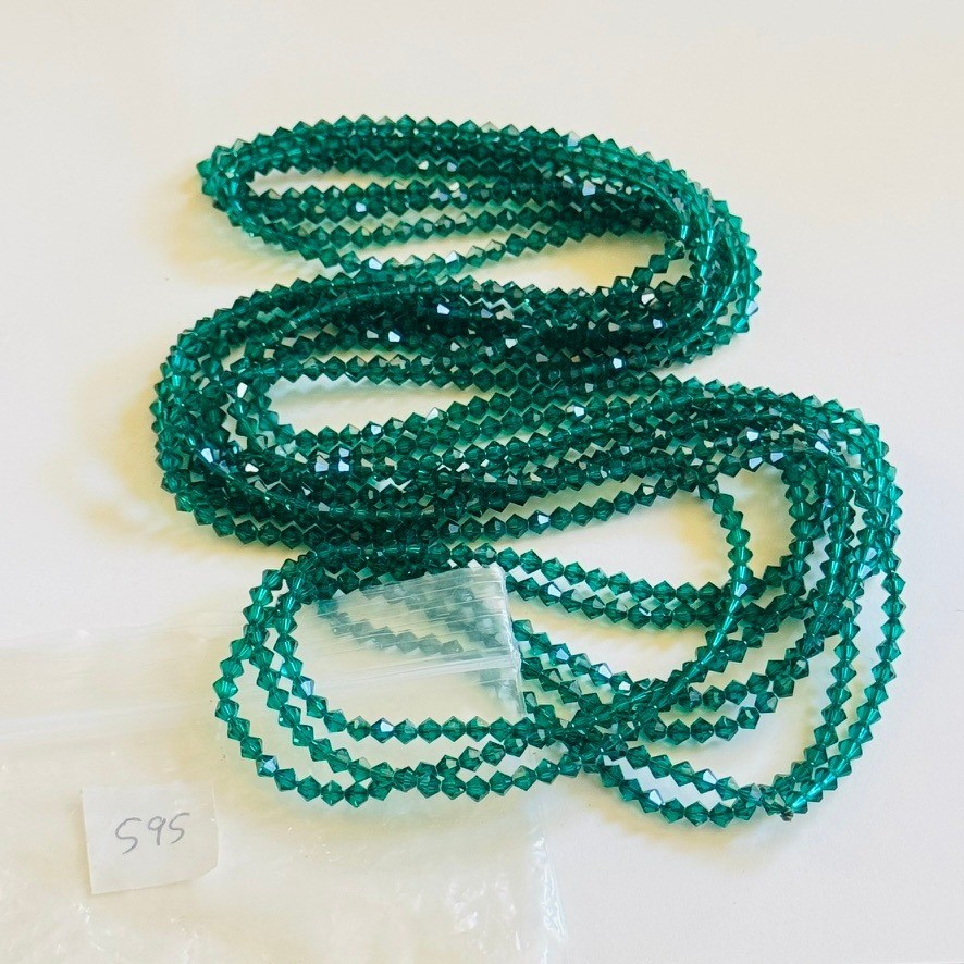 VTG Estate Green Emerald crystal Beads necklace Austrian loose beads Beaded