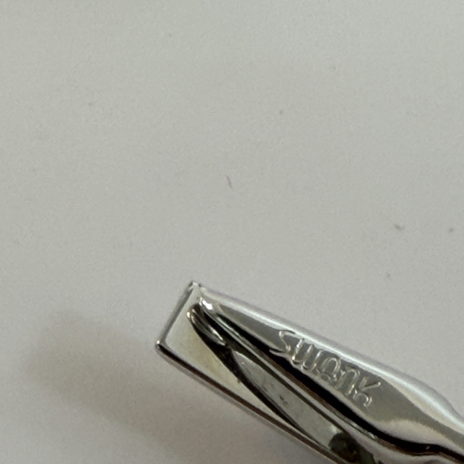 Swank Tie Clip and Cuff Links Set Brushed Silver Tone Onyx Stone