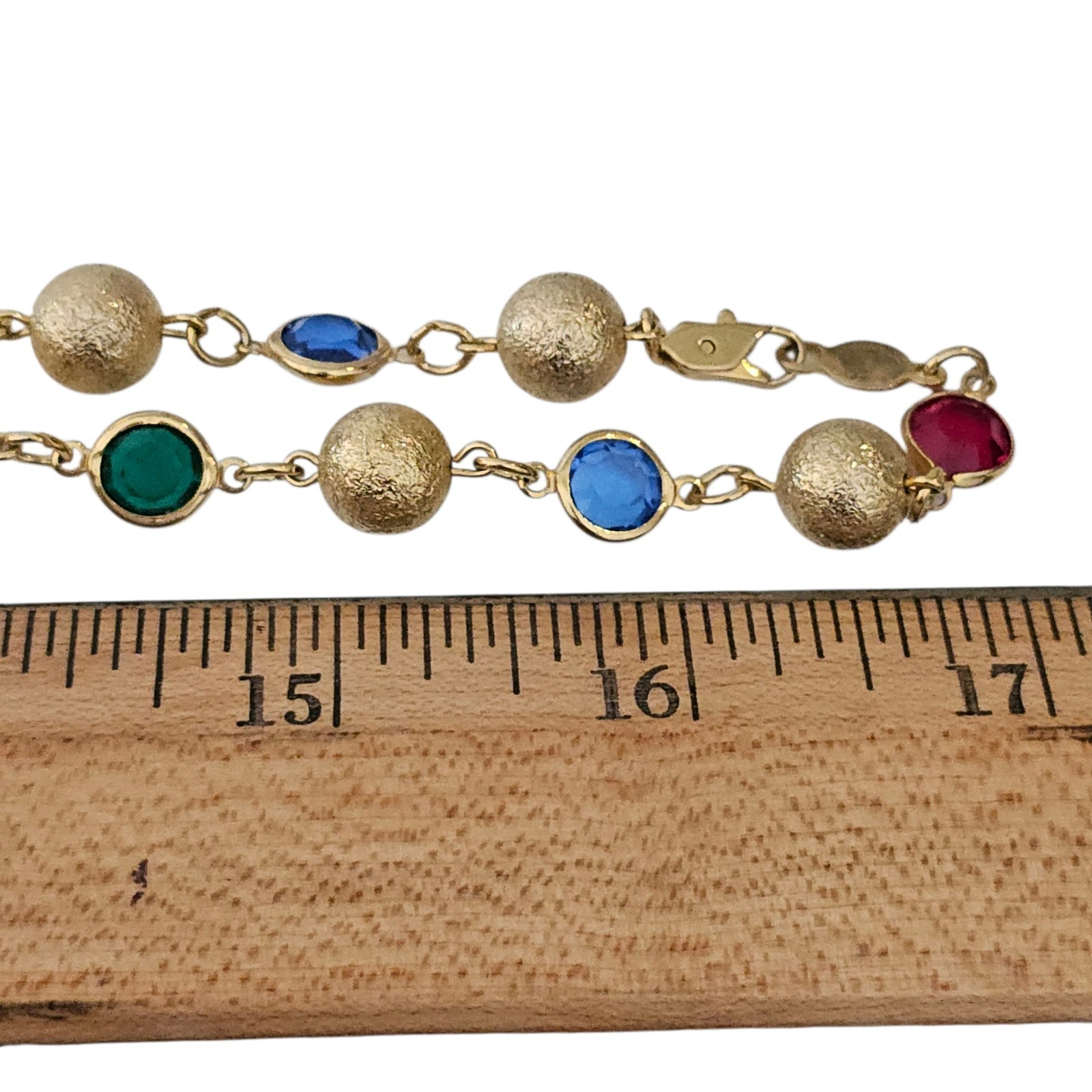 Vintage Necklace USA Austrian Crystal Faceted Chicklet Beads 36″ Gold Jewel Tone