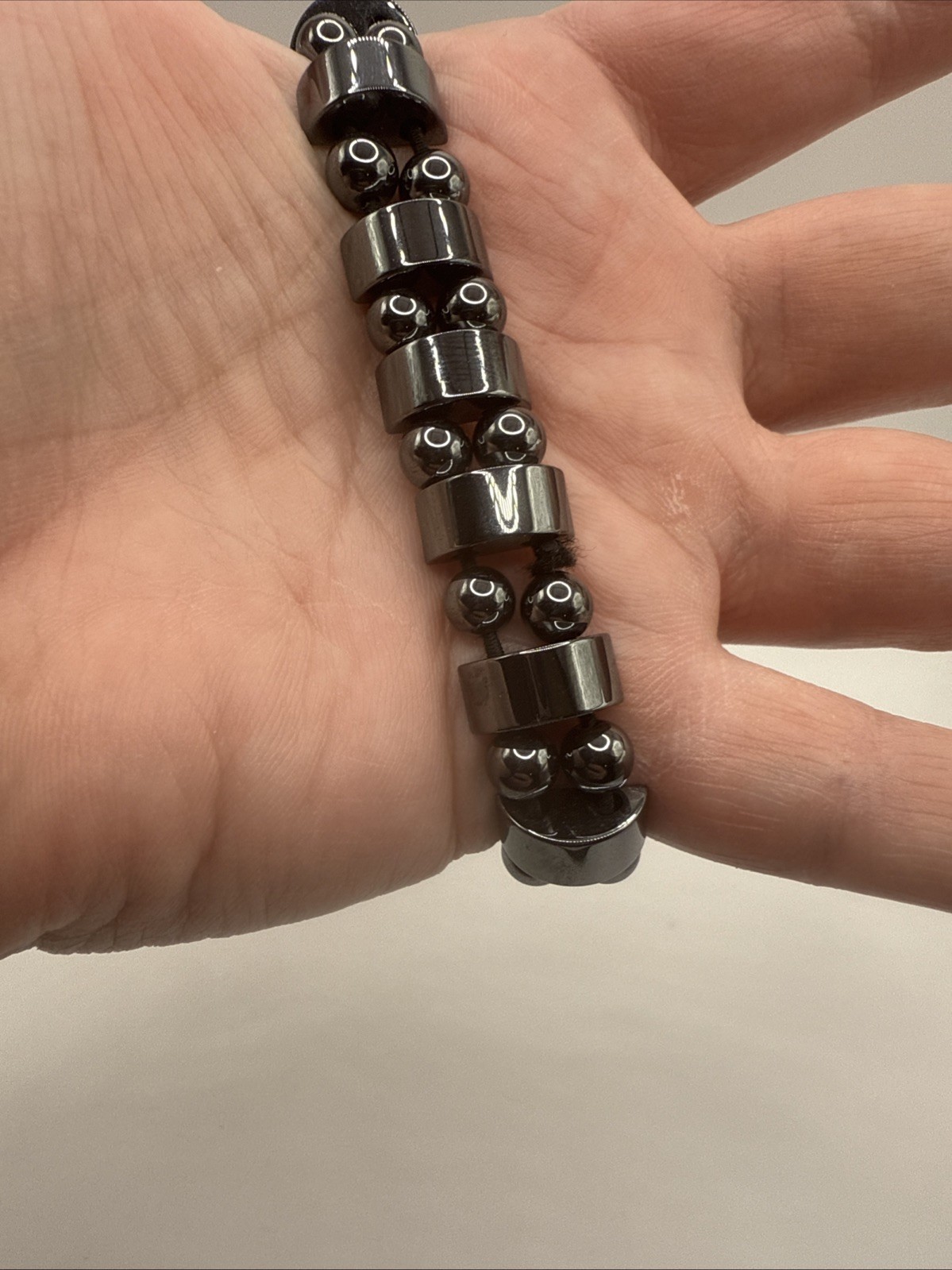 Vintage Hematite Necklace Stretch Bracelet Set Whimsigoth Barrel Clasp 17.5”