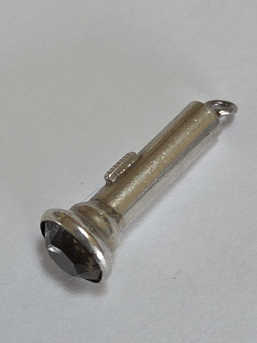Sterling Silver ~ Flashlight Charm ~ Crystal Top ~ EXCELLENT! ~ VINTAGE